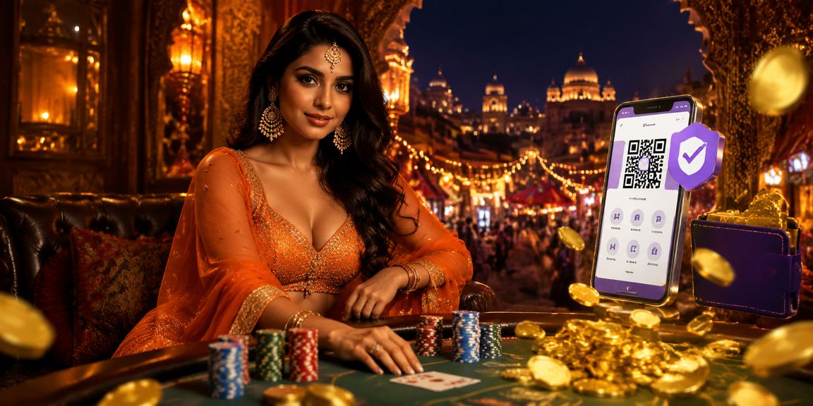 Young player enjoying Teen Patti online game in traditional attire