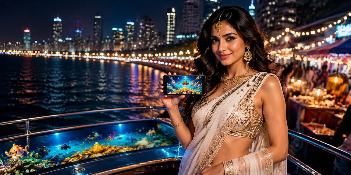 Mumbai Marine Drive inspired fishing style game with cultural touch